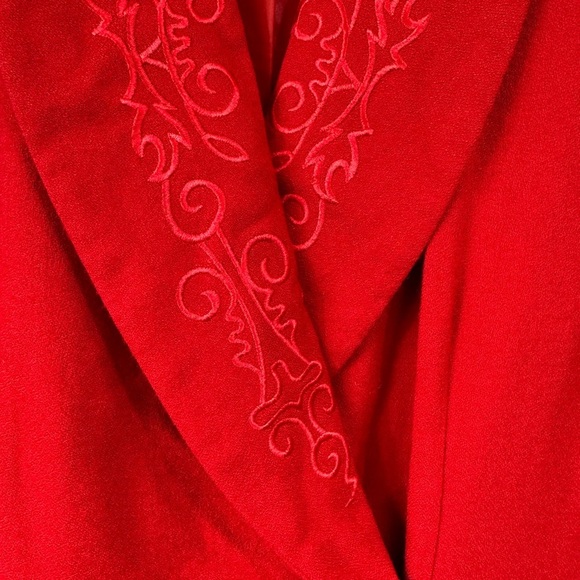 Vintage Liz Claiborne Size 10 Wool Blend True Wrap Embroidered Dress 80s 90s - Picture 6 of 10